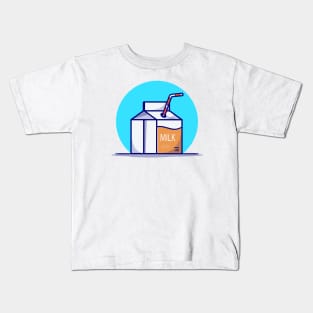 Milk Box Cartoon Vector Icon Illustration Kids T-Shirt